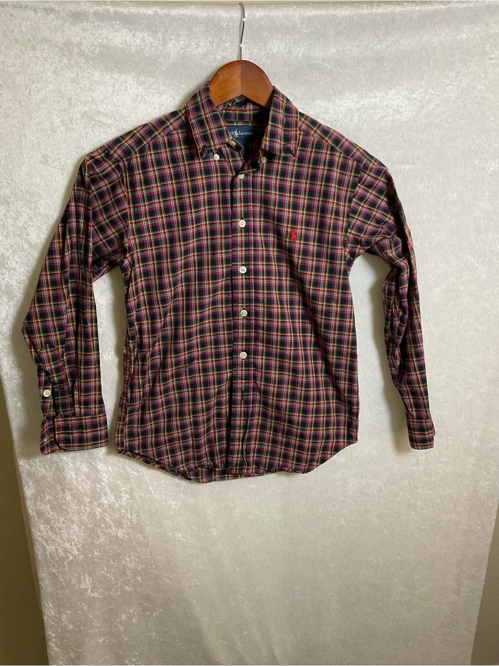Ralph Lauren Red and Green Plaid Button-Down Shirt
